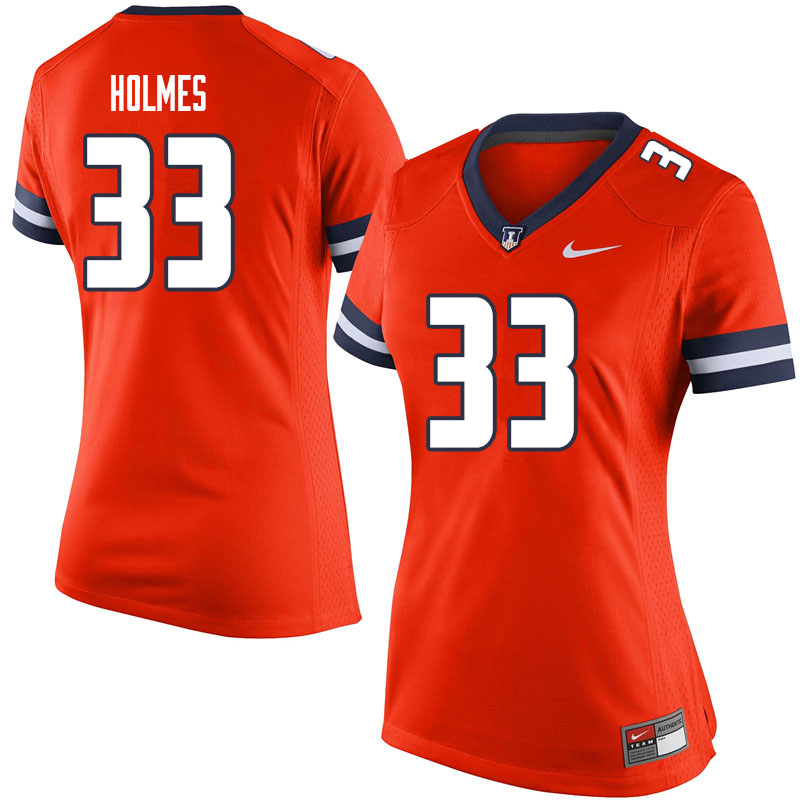 Women #33 Ezekiel Holmes Illinois Fighting Illini College Football Jerseys Sale-Orange